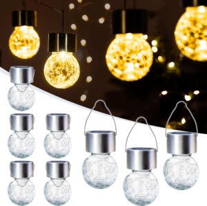 8 Pack Solar Outdoor Lights, Solar Hanging Lights for Decoration-Cracked Glass Solar Lights Outdoor Waterproof for Garden, Yard, Fence