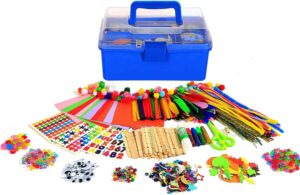 Arts and Crafts Supplies for Kids -1000+ pcs Art Craft kit in Carrying Travel Box for Toddlers Ages 5+ DIY Crafting School Kindergarten Project Activity