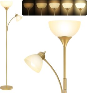Floor Lamp, Standing lamp, 3 Levels Dimmable Brightness, Included 9W and 5W LED Bulbs