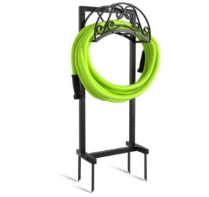 Hose Holder GREENER Detachable Water Hose Holder Freestanding Heavy Duty Metal Hose Hanger Holds 150-feet Hose,Outdoor Hose Holder Storage Hose Stand Rack For Outside Yard Lawn