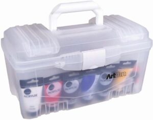 Twin Top 17 inch Supply Box, Portable Art & Craft Supply Organizer with Handle, [1] Plastic Storage Case