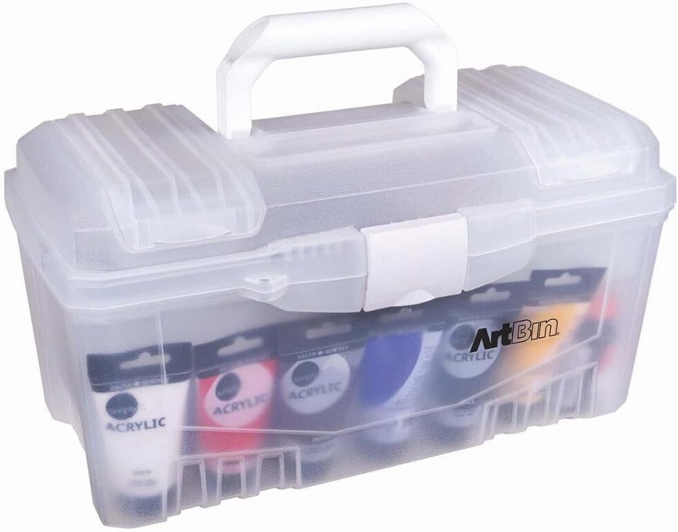 Twin Top 17 inch Supply Box, Portable Art & Craft Supply Organizer with Handle, [1] Plastic Storage Case