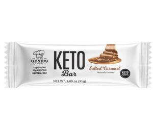 Genius Gourmet Gluten Free Keto Protein Bar, All Natural Keto Bars, Premium MCTs, Low Carb, Low Sugar (Salted Caramel, 10 Count (Pack of 1))