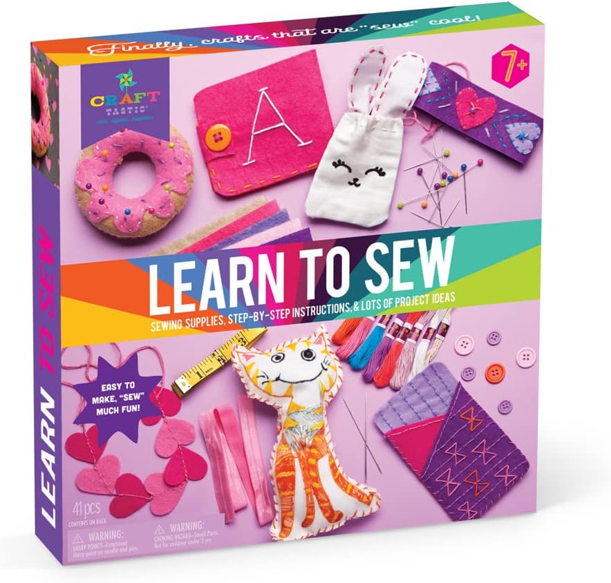 Learn to Sew Kit – 7 Fun Projects and Reusable Materials to Teach Basic Sewing Stitches